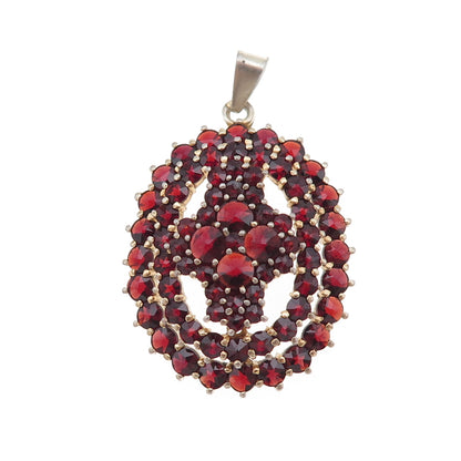 Granat Turnov 925 Sterling Gold Plated Vintage Czechia Bohemian Garnet Pendant