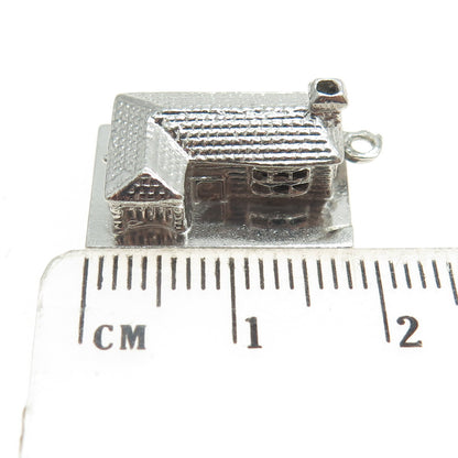925 Sterling Silver Antique Art Deco Ranch House 3D Charm Pendant
