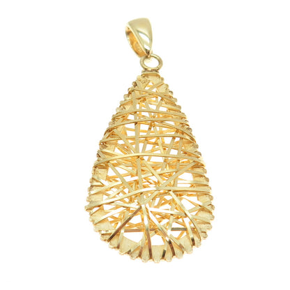 GIOIELLI DI VALENZA 925 Sterling Silver Gold Plated Modernist Teardrop Pendant