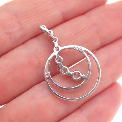 925 Sterling Silver Graduated Round-Cut C Z Charm Pendant