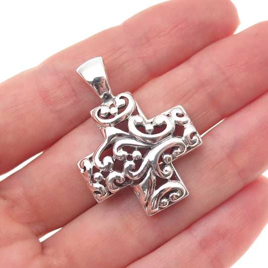 ATI Annika Witt 925 Sterling Silver Vintage Ornate Cross Charm Pendant