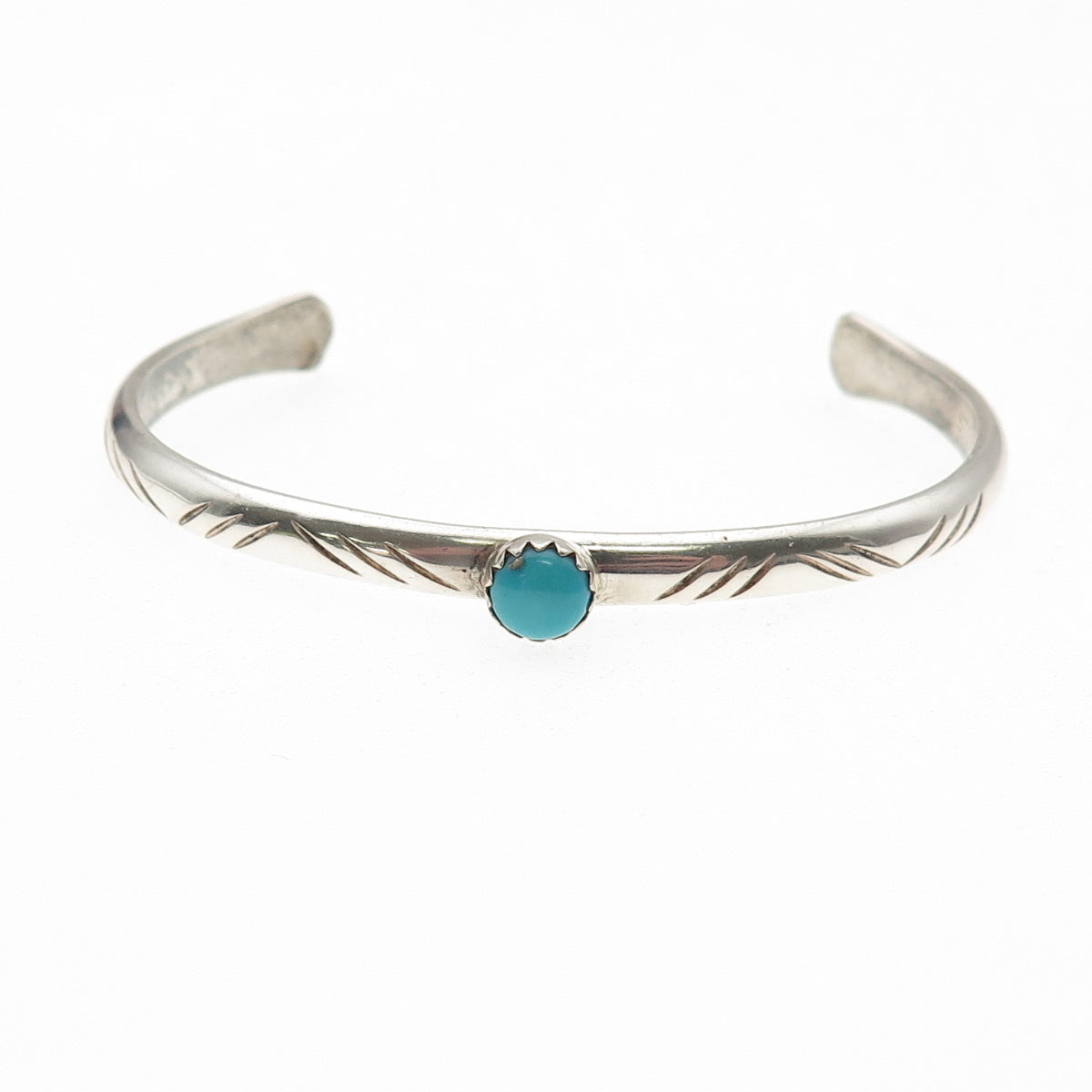 Old Pawn 925 Sterling Silver Vintage Turquoise Snake Eye Adjustable Bracelet 5"