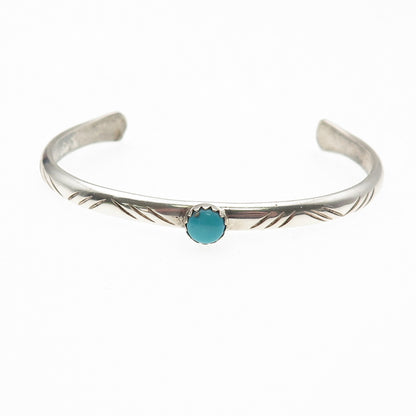 Old Pawn 925 Sterling Silver Vintage Turquoise Snake Eye Adjustable Bracelet 5"