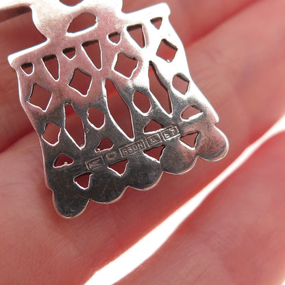 Kultateollisuus Ky 830H Silver Vintage 1977 Finland Modernist Oxidized Pendant