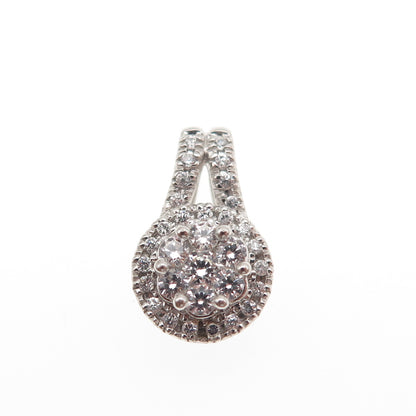 925 Sterling Silver Round-Cut C Z Mini Slide Charm Pendant