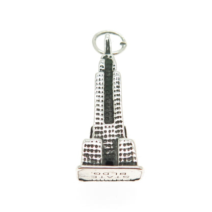 925 Sterling Silver Vintage Empire State Building Minimalist 3D Charm Pendant