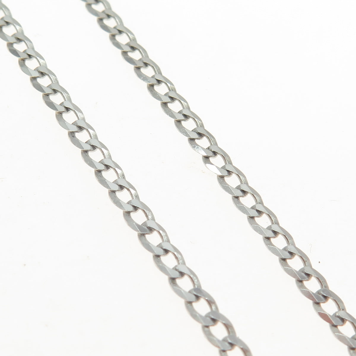 925 Sterling Silver Italy Flat Curb Chain Necklace 18"