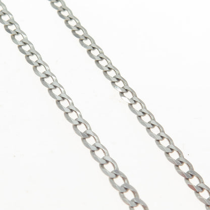 925 Sterling Silver Italy Flat Curb Chain Necklace 18"