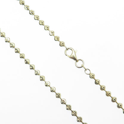 925 Sterling Silver Gold Plated Italy Diamond-Cut Ball Beaded Chain Necklace 24"