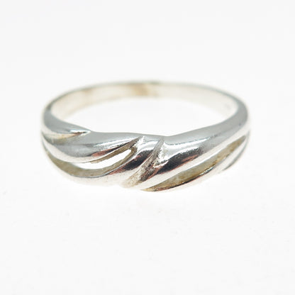 925 Sterling Silver Vintage Modernist Wavy Ring Size 8.25