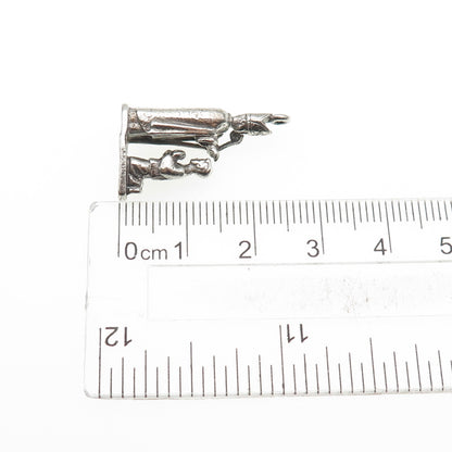 CREED 925 Sterling Silver Vintage Confirmation Oxidized Mini 3D Charm Pendant