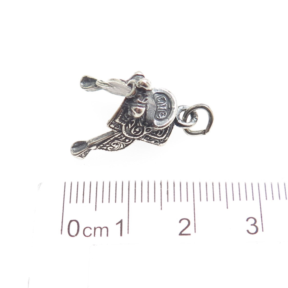 925 Sterling Silver Vintage Western Saddle Oxidized Minimalist Charm Pendant