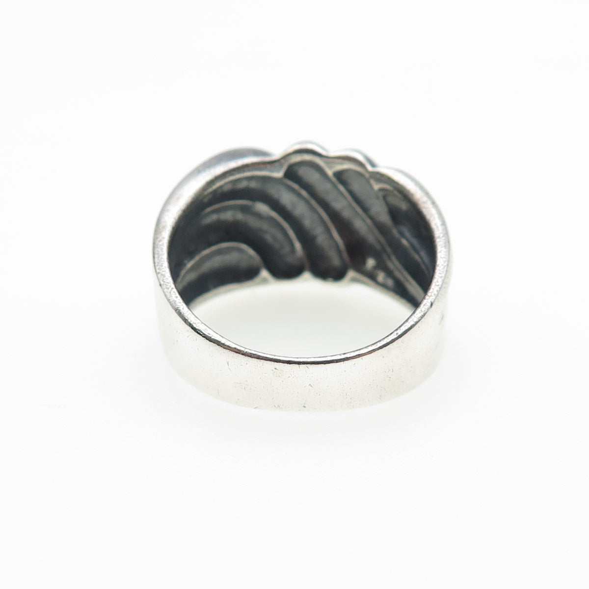CHAPAL ZENRAY Sterling Silver Vintage Modernist Ribbed Oxidized Ring Size 8.25