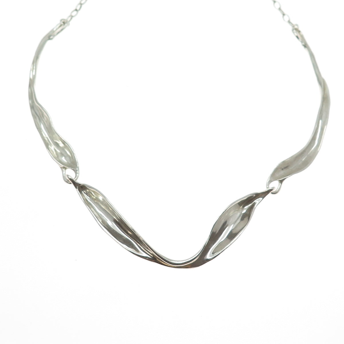 HAGIT GORALI 925 Sterling Silver Vintage Israel Modernist Chain Necklace 20"