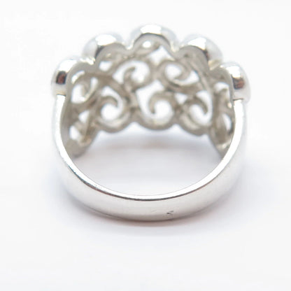 925 Sterling Silver Vintage Swirl Ring Size 6.25