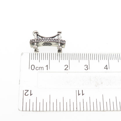 BEAU 925 Sterling Silver Vintage St. Lawrence Seaway Bridge Mini 3D Pendant