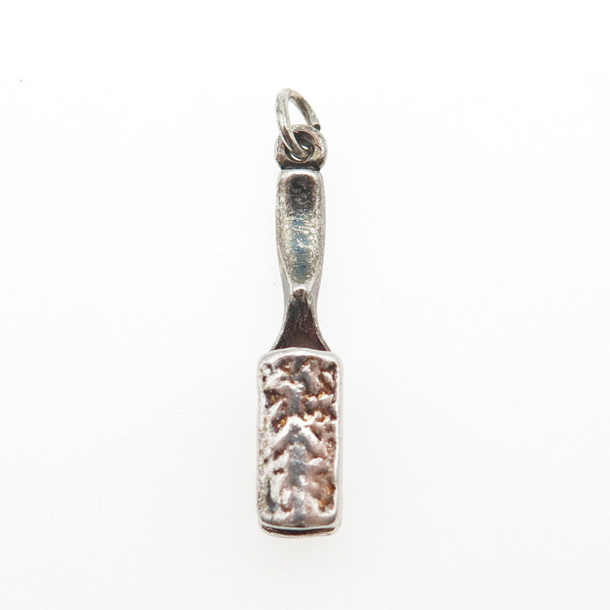 SUNWEST 925 Sterling Silver Vintage Hairbrush Oxidized 3D Charm Pendant