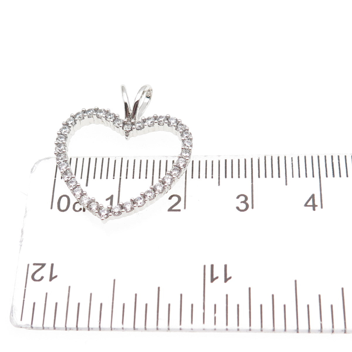 925 Sterling Silver Round-Cut C Z Heart Mini Charm Pendant