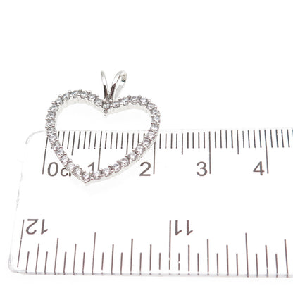 925 Sterling Silver Round-Cut C Z Heart Mini Charm Pendant