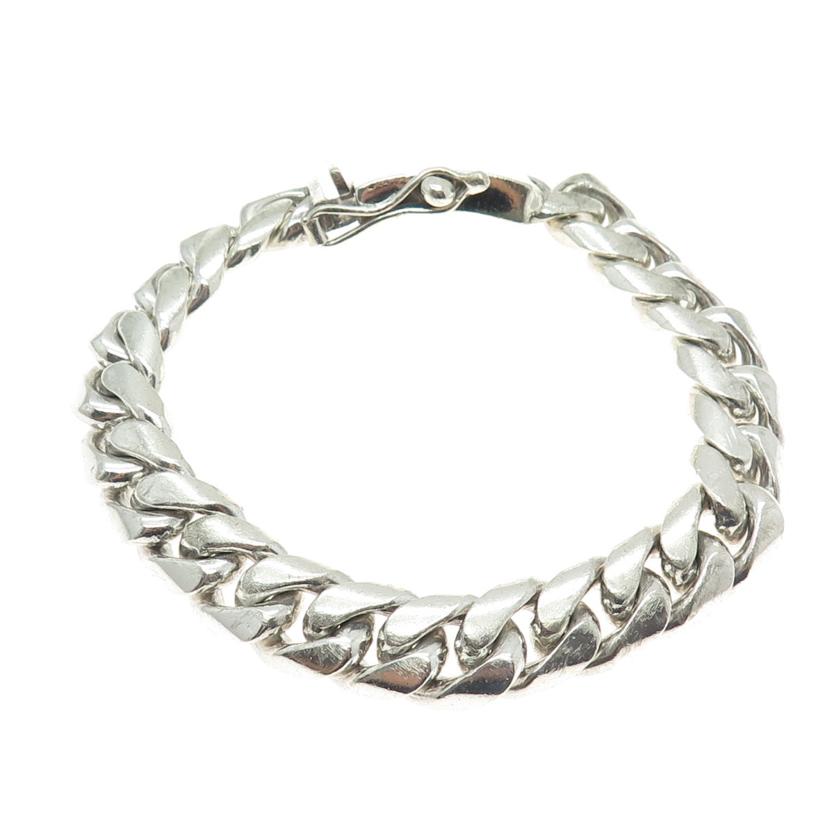 925 Sterling Silver Vintage Mexico Solid 108.1g Cuban Link Bracelet 8.5"