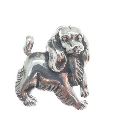 LANG 925 Sterling Silver Vintage Cocker Spaniel Dog Repousse Oxidized Pin Brooch