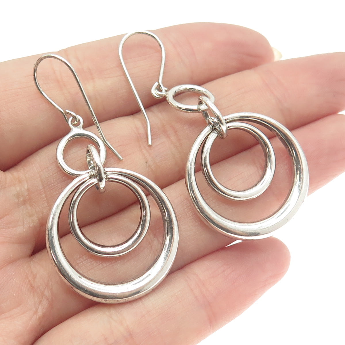 ROSS SIMONS 925 Sterling Silver Circle Dangling Earrings