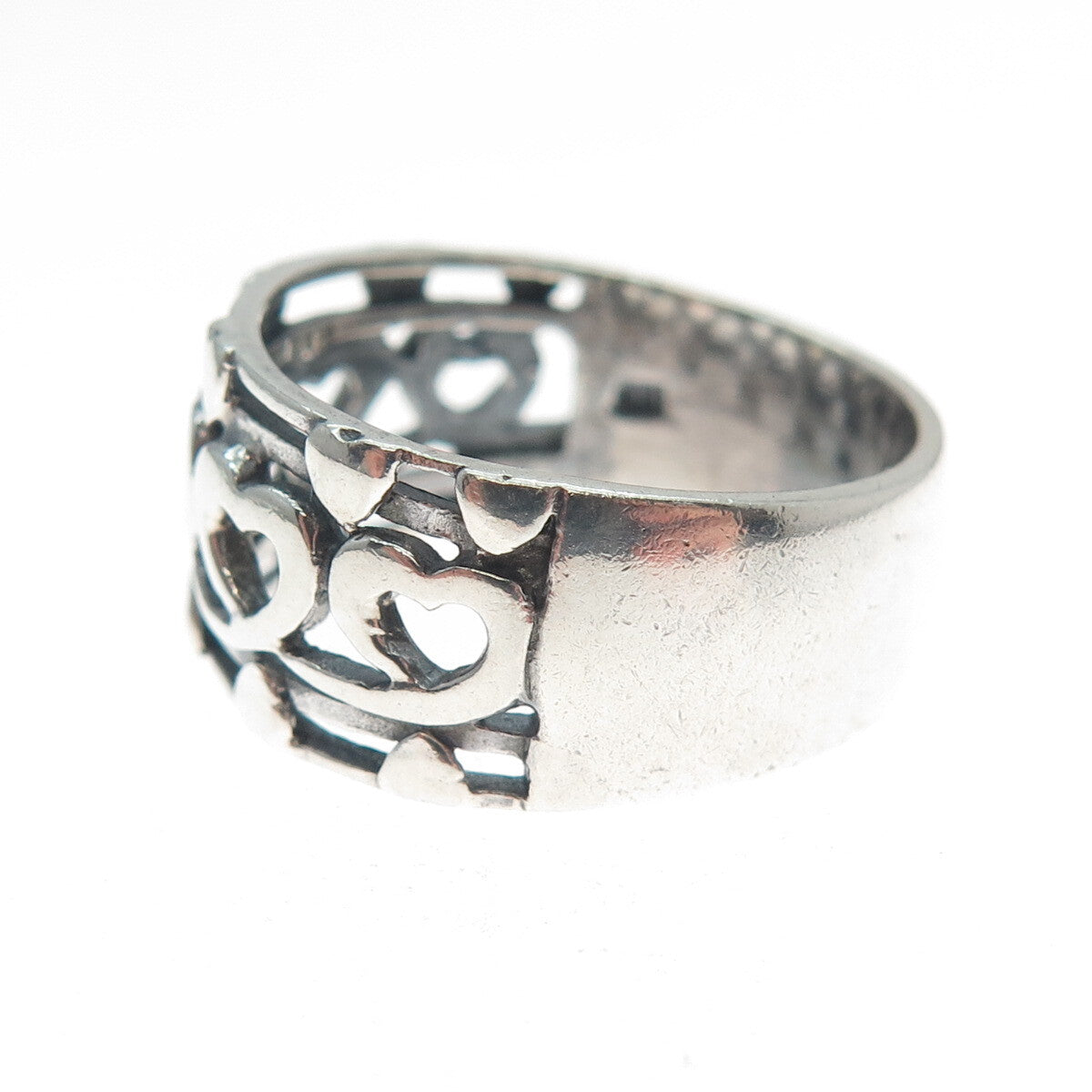 CHAPAL ZENRAY 925 Sterling Silver Vintage Heart Oxidized Ring Size 9.25