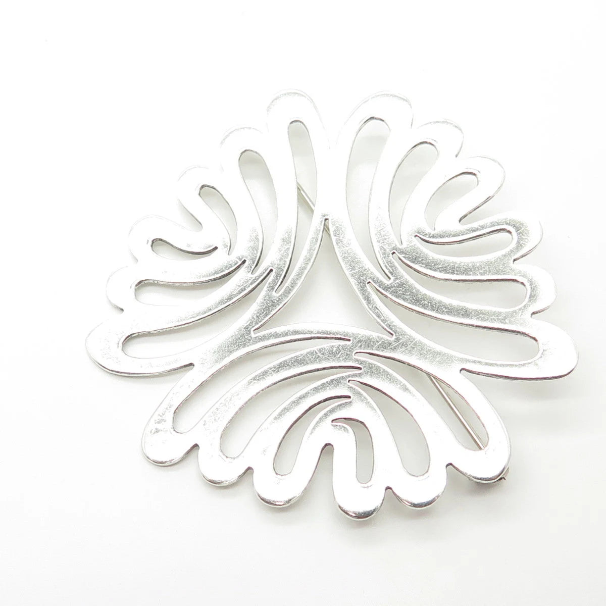 925 Sterling Silver Vintage Mexico Modernist Handmade Pin Brooch / SIGNED "SU"