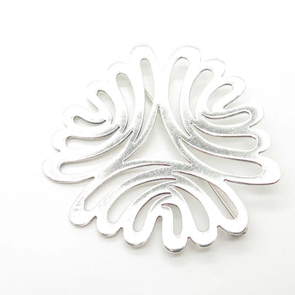 925 Sterling Silver Vintage Mexico Modernist Handmade Pin Brooch / SIGNED "SU"