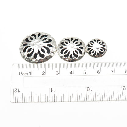 ANNIKA WITT 925 Sterling Silver Vintage Flower Hammered Shadow Box Slide Pendant