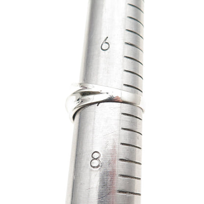925 Sterling Silver Vintage Modernist Ribbed Ring Size 7