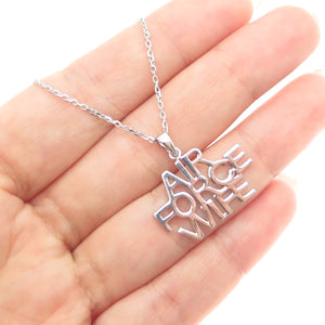 925 Sterling Silver Air Force Wife Pendant Cable Chain Necklace 18"