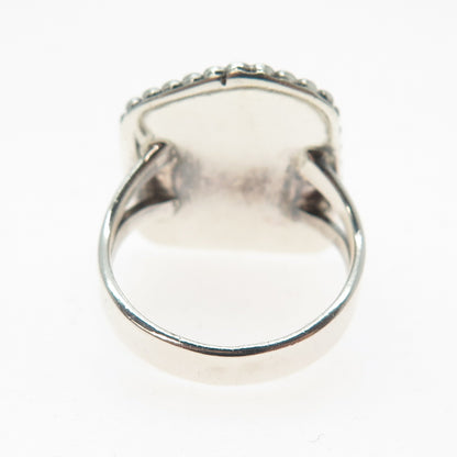 Old Pawn 925 Sterling Silver Vintage Southwestern Green Chalcedony Ring Size 5.5