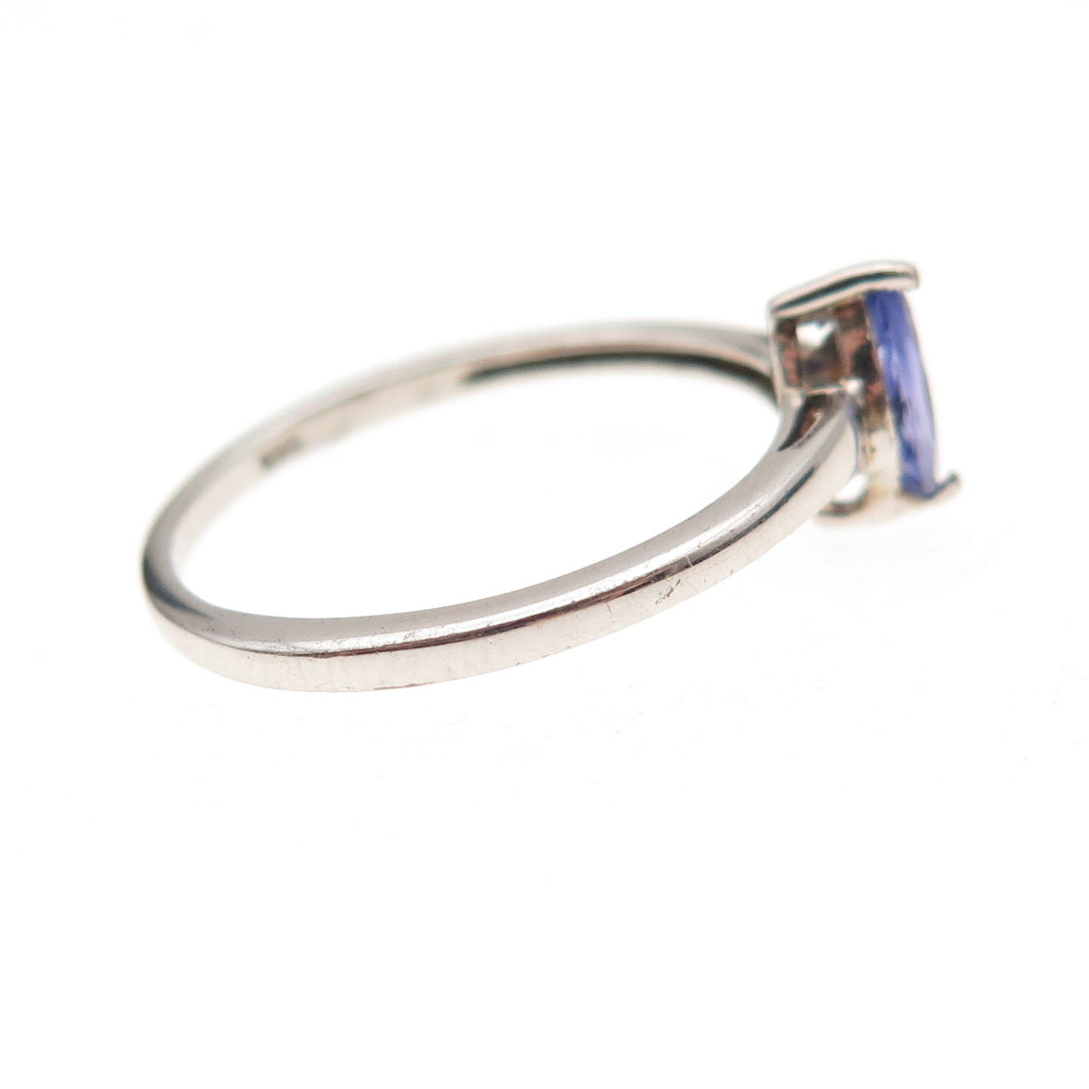 Chuck Clemency 925 Sterling Silver Real Marquise-Cut Tanzanite Ring Size 8.25