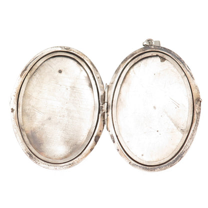925 Sterling Silver Antique Art Deco Engraved EH Monogram Locket Pendant