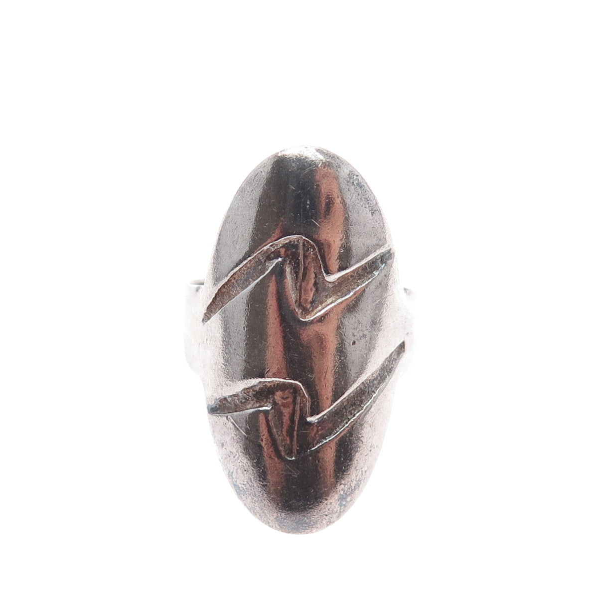 925 Sterling Silver Vintage Modernist Wave Oxidized Ring Size 6.75