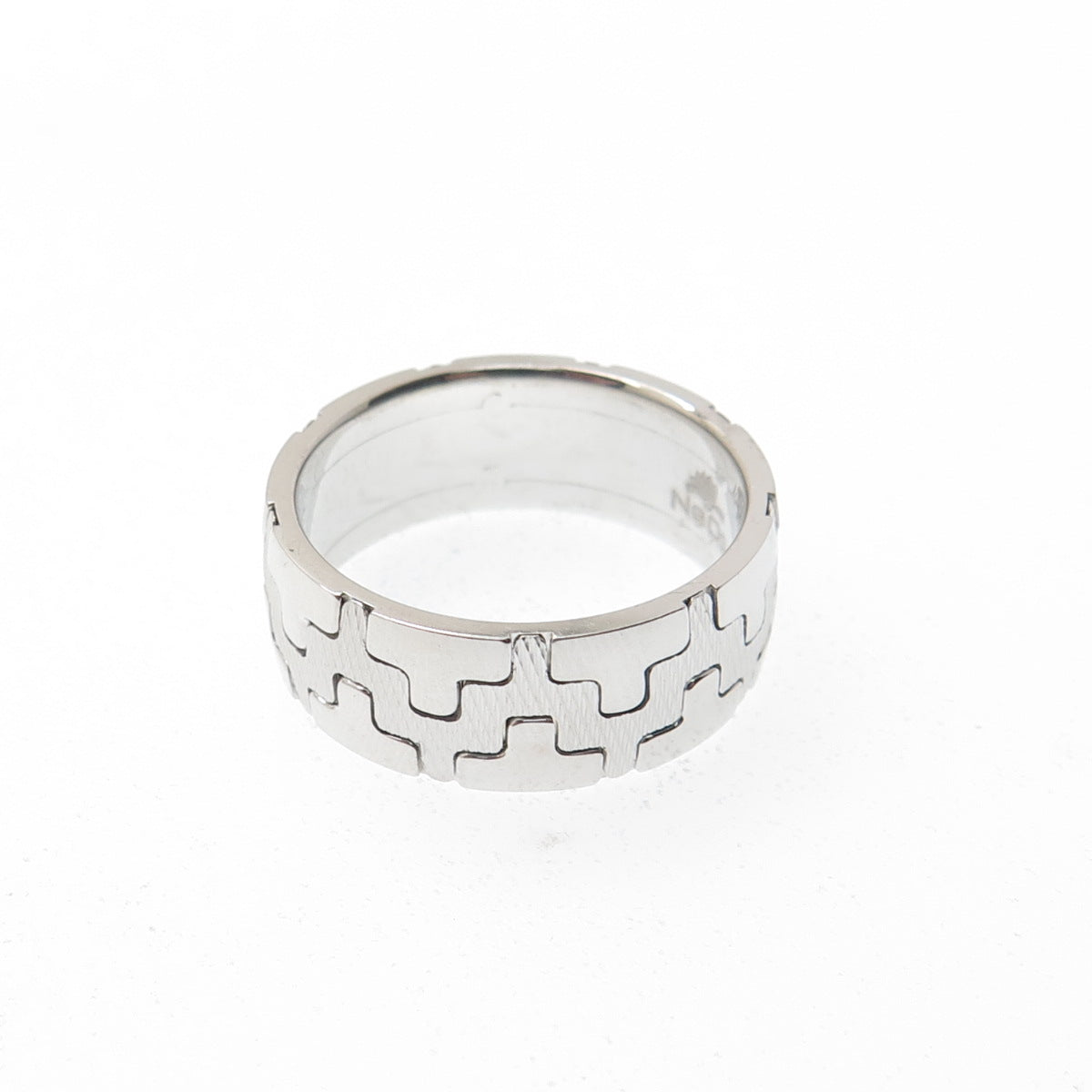 NEOS 925 Sterling Silver Textured Puzzle Band Ring Size 8.75