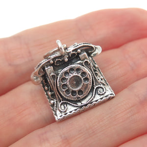 DANECRAFT Sterling Silver Antique Rotary Dial Retro Phone Minimalist 3D Pendant