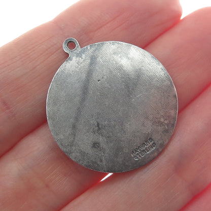 HAYWARD 925 Sterling Silver Antique St. Christopher Religious Oxidized Pendant