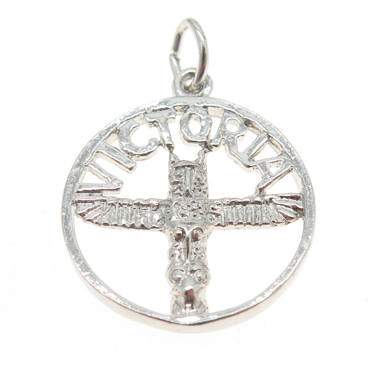 925 Sterling Silver Vintage Victoria Totem Pole Charm Pendant