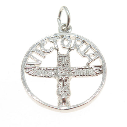 925 Sterling Silver Vintage Victoria Totem Pole Charm Pendant
