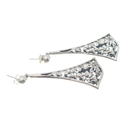 PLATELLA 950 Silver Vintage Floral Dangle Earrings