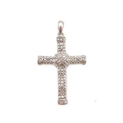 Chuck Clemency 925 Sterling Silver Real Round-Cut Diamond Cross Charm Pendant