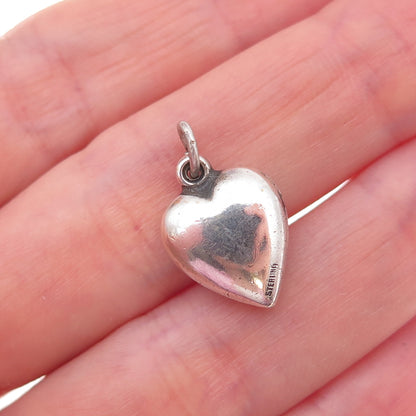 925 Sterling Silver Antique Art Deco Rhinestone Chatelaine Heart Charm Pendant