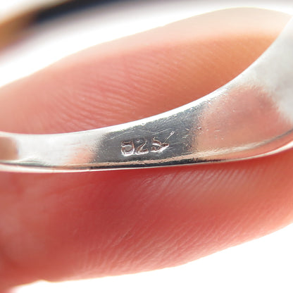 925 Sterling Silver Vintage Real Royston Turquoise Inlay V Shape Ring Size 9