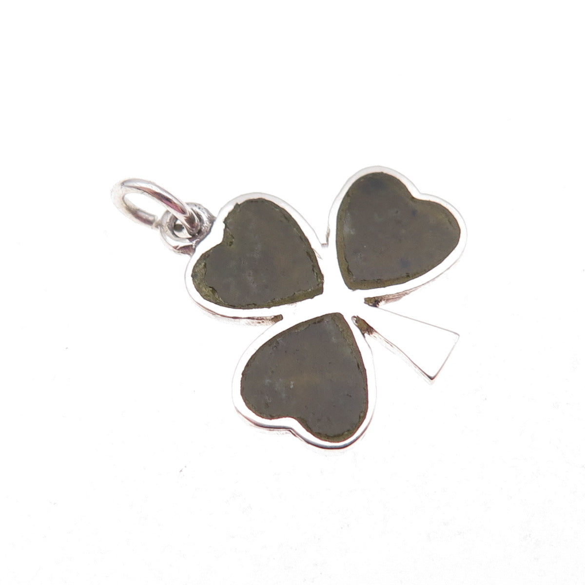 Solvar 925 Sterling Silver Vintage Ireland Real Connemara Marble Clover Pendant