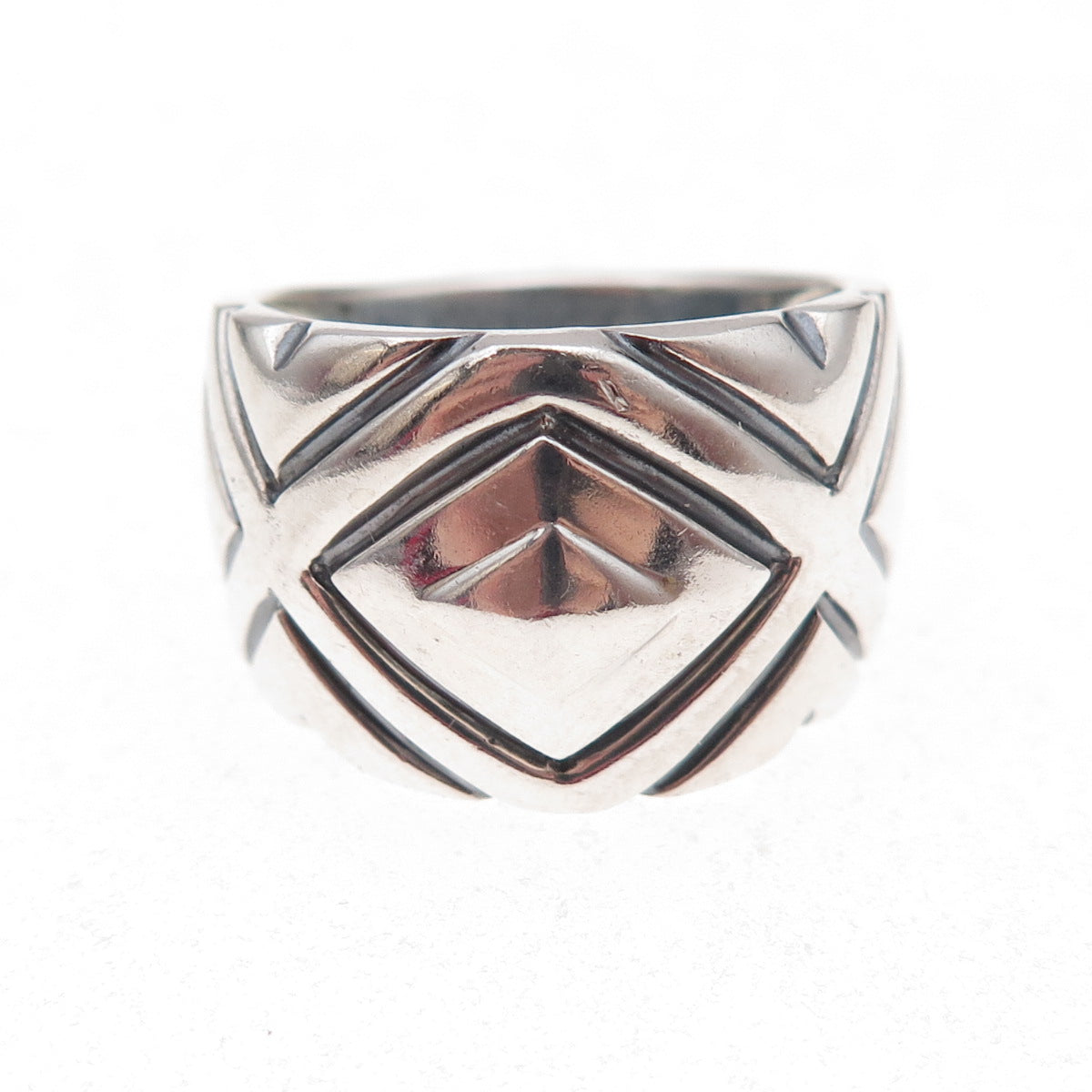 Chapal Zenray 925 Sterling Silver Vintage Modernist Oxidized Ring Size 8