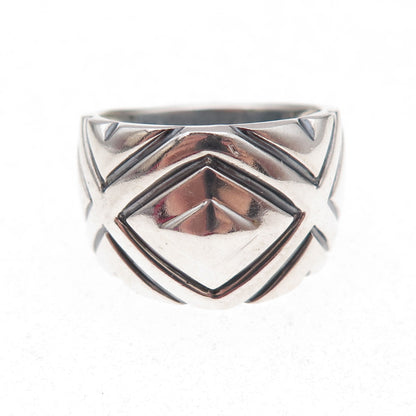 Chapal Zenray 925 Sterling Silver Vintage Modernist Oxidized Ring Size 8