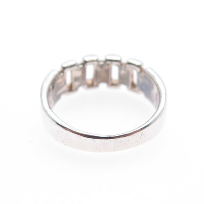 925 Sterling Silver Vintage Panther Link Oxidized Ring Size 7.25