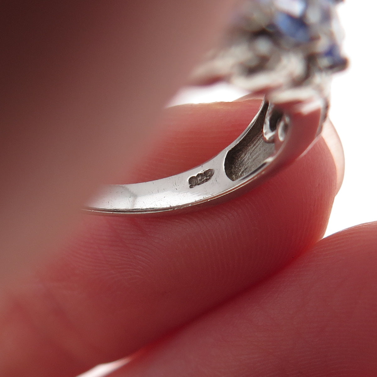 Chuck Clemency 925 Sterling Silver Real Oval & Round-Cut Tanzanite Ring Size 8